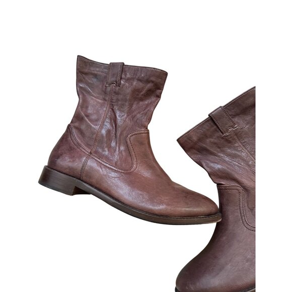 JOHNSTON & MURPHY Brown Leather Flat Ankle Boots Size 7 - Picture 3 of 7